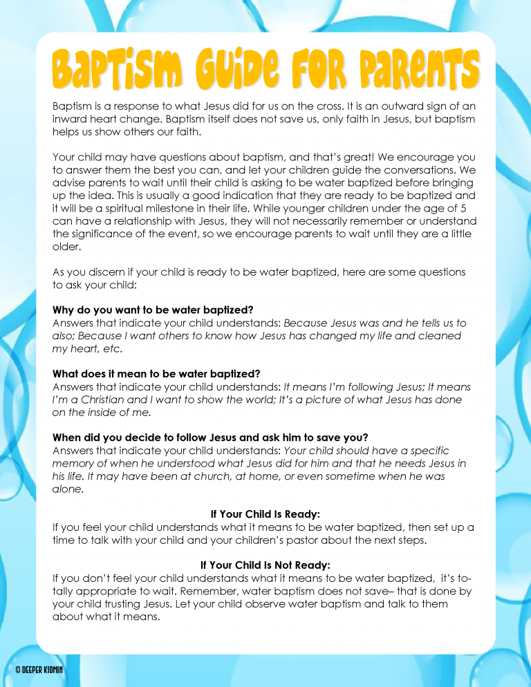 Baptism Guide for Parents Deeper KidMin