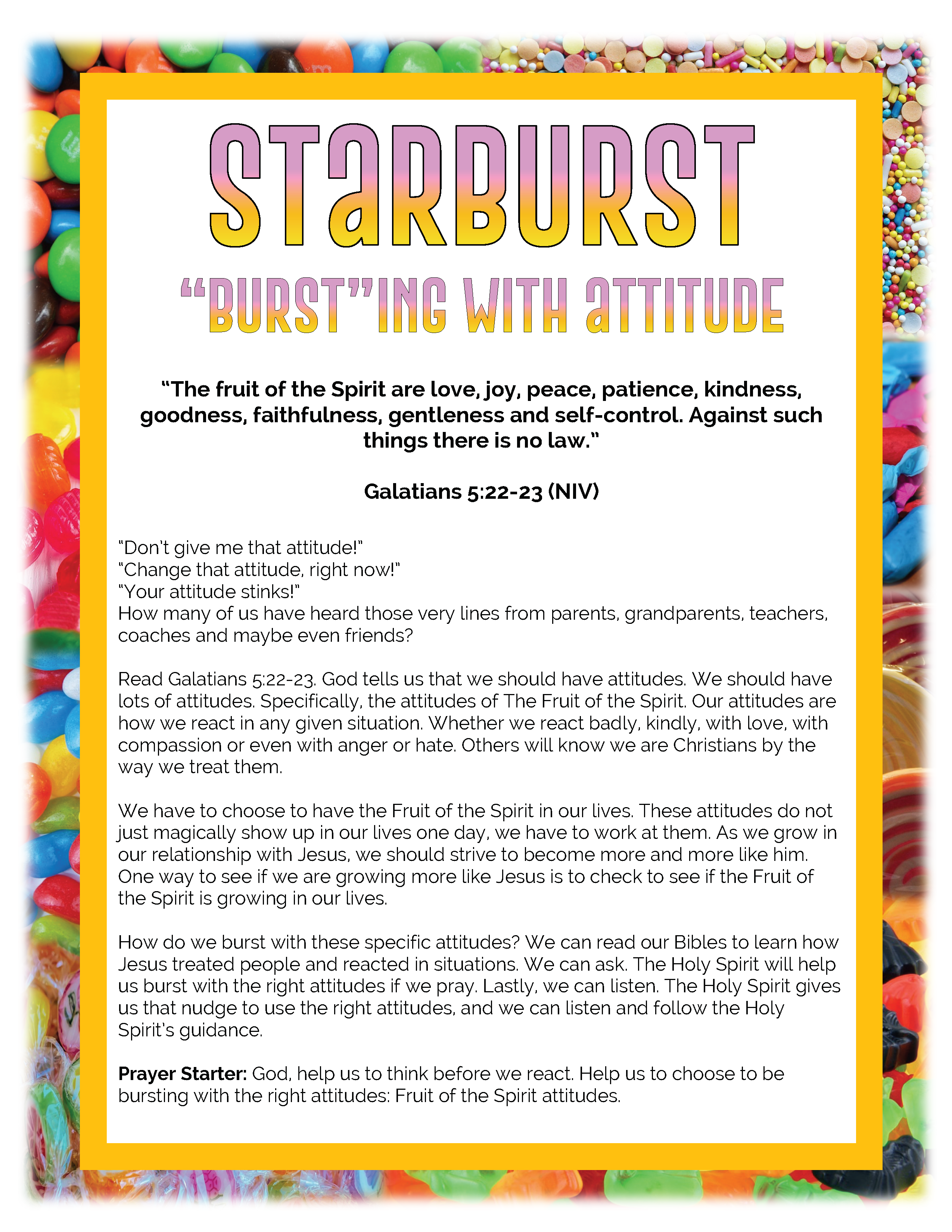 Starburst Candy Devotional Printable – Deeper KidMin