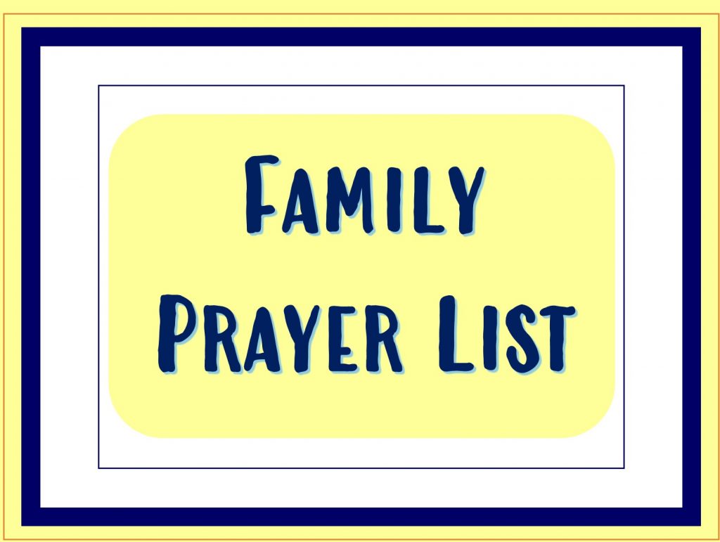 Family Prayer List – Deeper KidMin