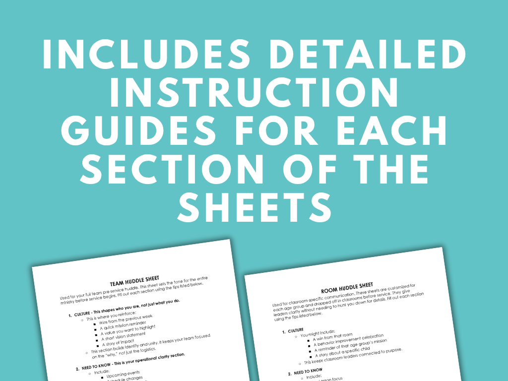volunteer huddle templates sheets product images Team Huddle – SAMPLE (4)